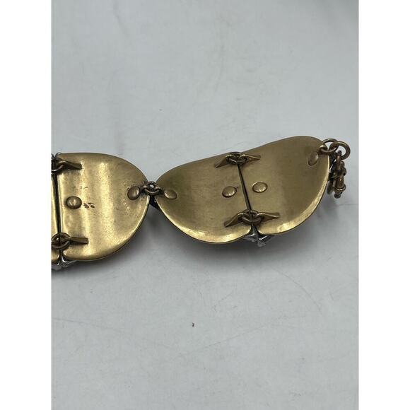 J. Crew Antique Gold Triangular Pave and Prong Set Rhinestone Bracelet - Picture 7 of 9